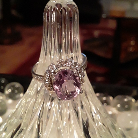 Jewelry - Pink amethyst and diamond sterling silver